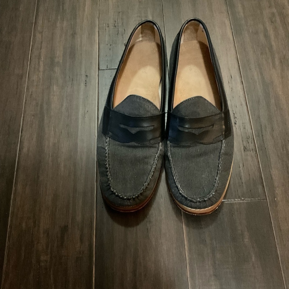 Weejuns G.H. Bass & Co. Loafers Slip On Gray Canvas Leather Accents Size…